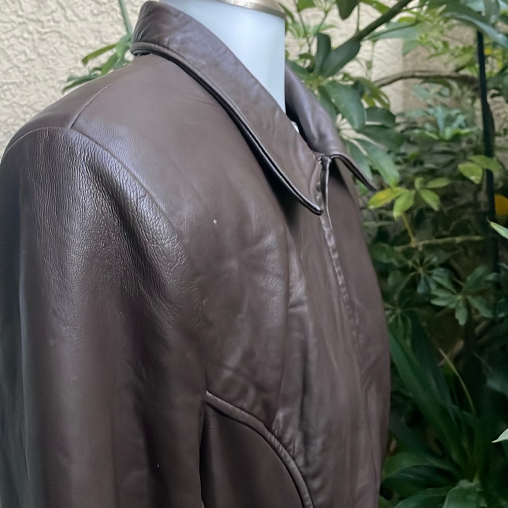 Vintage dark brown Valerie Stevens lambskin leather jacket with pockets - Picture 9 of 15